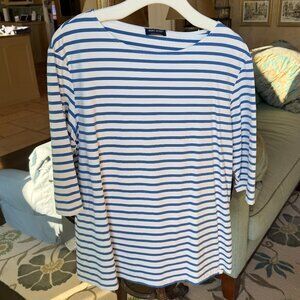 Saint James Striped Boat Neck 3/4-Sleeve Tee Shirt